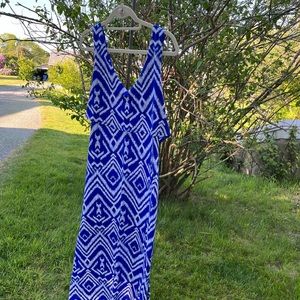 Bisou Bisou blue and white summer maxi dress